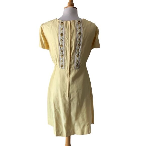 Vintage 1960s Emma Domb California Pastel Butter Yellow Dress & Jacket Size 8 - Picture 8 of 9